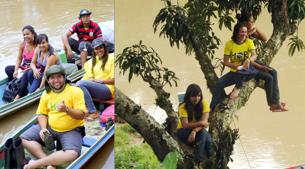 Boat travel near the border of Peru